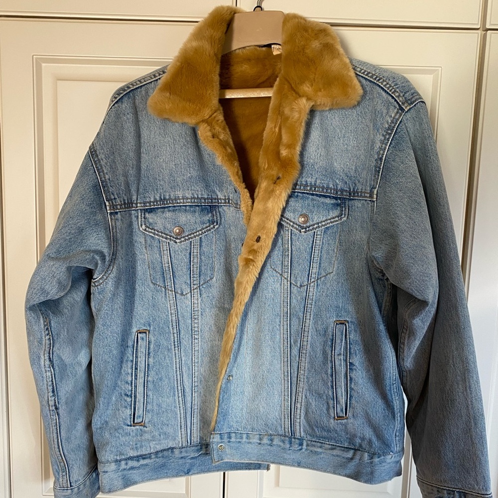 Denim Jacket with Faux Fur Lining